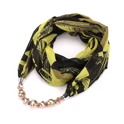 2019 сезон: весна–лето Для женщин бусы, украшения шарф ожерелье из шифона кулон шарф с принтом мусульманские платки шелковый шарф, хиджаб