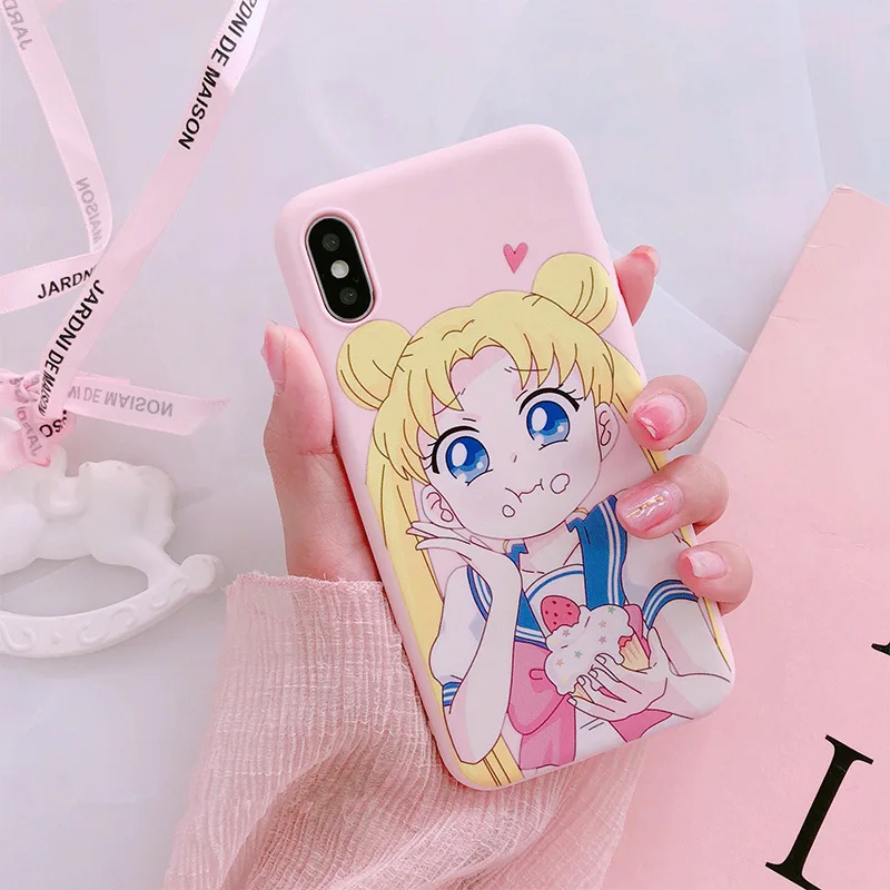 Pink Japanese Anime Kawaii Sailor Moon Phone Case For iPhone 6 6 Puls 6S 7 8 Puls X Cases TPU Soft Back Cover Coque Pink Japanese Anime Kawaii Sailor Moon Phone Case For iPhone 6 6 Puls 6S 7 8 Puls X Cases TPU Soft Back Cover Coque