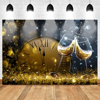 

Photography Backdrop of Birthday Bokeh Shiny Time Theme Party Background Celebration Champagne Custom Photographic Backdrop