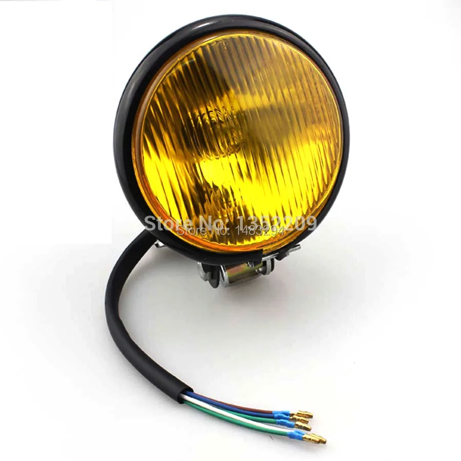 

Motorcycle High/Low Beam Retro Amber Lens 12V Bulb Old School Headlight Fits For Harley Chopper Cafe Racer Bobber Custom