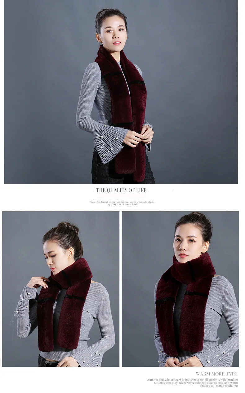 Russian Plus Size100% natural Rabbit Fur scarves Long Real Fur Scarves Female 2018 Winter Scarf For Women  (12)
