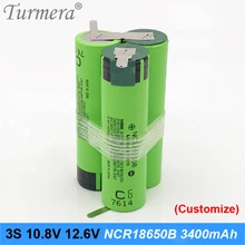 3s battery 18650 pack ncr18650b 3400mah 10.8v 12.6v welding solder battery for screwdriver tools battery customized battery