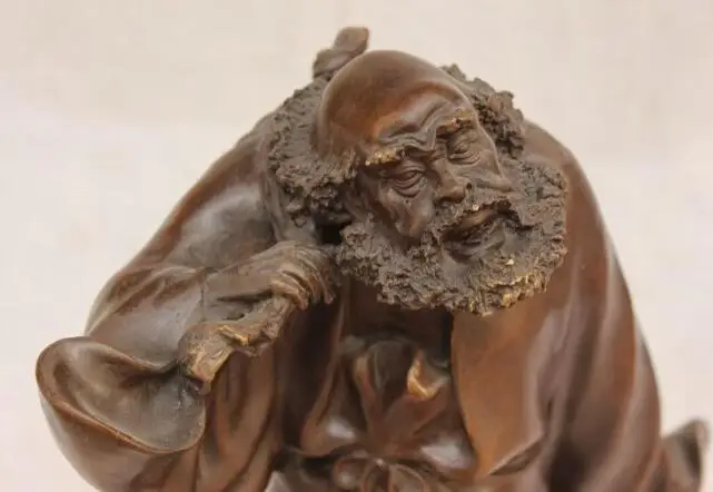 

S1956 14" Chinese Bronze Buddhism Arhat Stand Damo Bodhidharma Dharma Buddha Statue