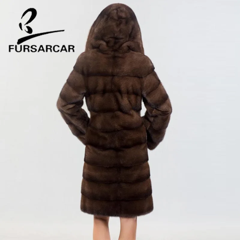 Новинка! Модное женское пальто с натуральным мехом в английском стиле. Зимнее длинное пальто из толстого меха норки. Меховые куртки с капюшоном