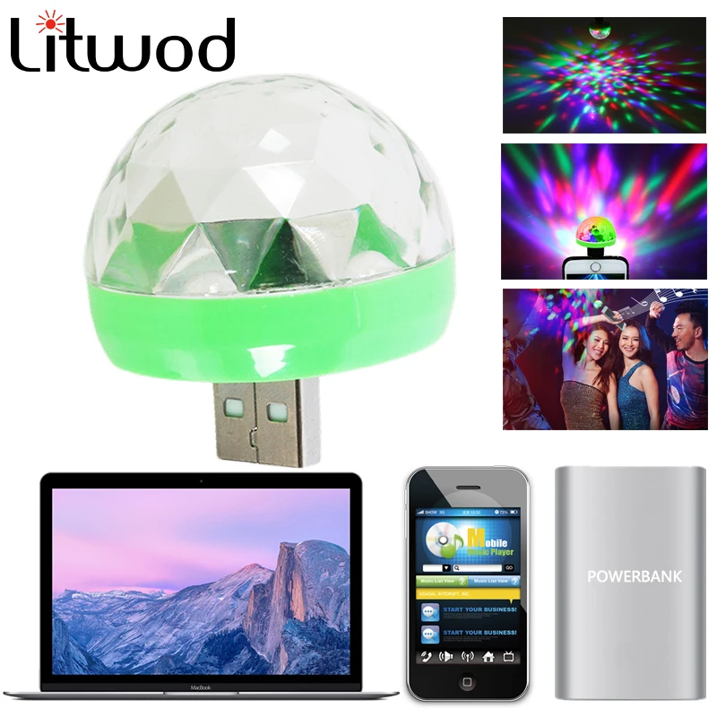 

Litwod Z90 Mobile USB stage lights Mini led crystal magic ball Small magic ball lights Colorful turn ball dj light Sound control