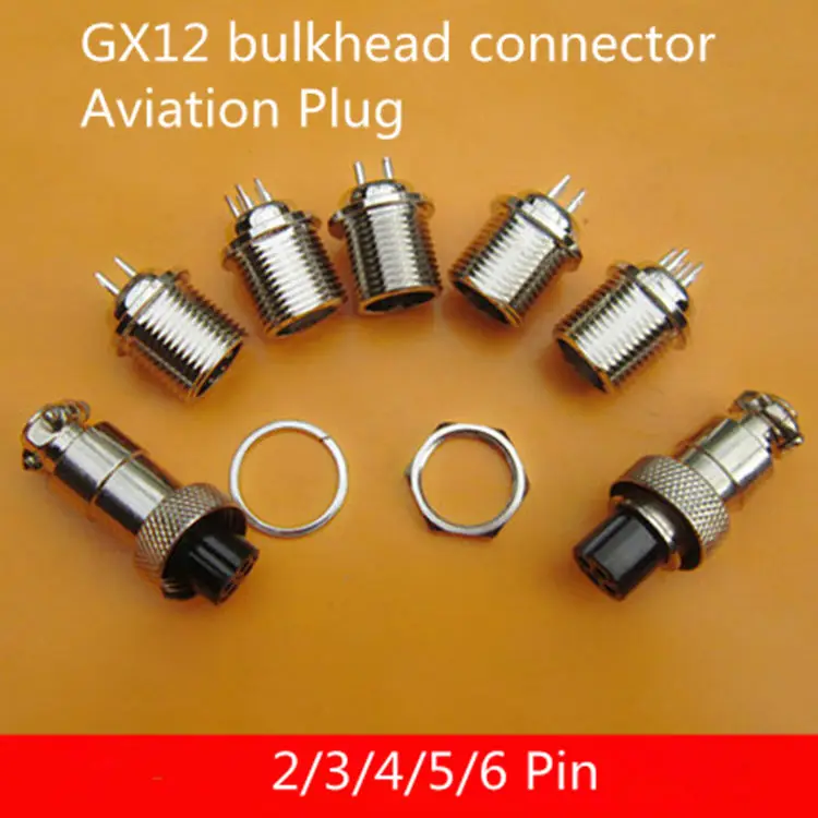 

1PCS AP009 GX12 2/3/4/5/6 Pin M12 Male & Female bulkhead connector Aviation Plug GX12 Circular Socket Connector 12MM