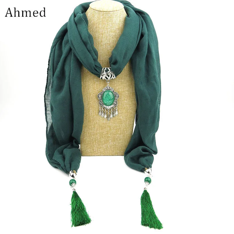 

Ahmed Bohemian Tibetan Ceramic Beads Pendant Collar Necklace Fashion Ethnic Bali Yarn Tassel Scarf Necklaces For Women Gifts
