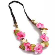 2017 NEW Flower Boho Floral Headband Garland Festival Wedding Bridal Hairband (rose pink)