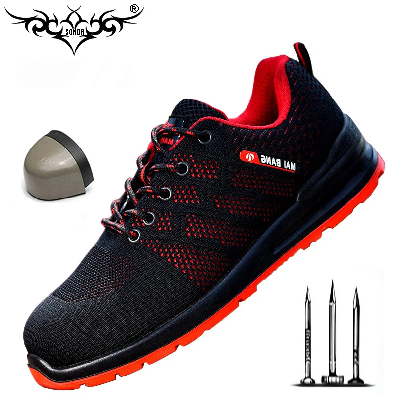 

SONDR Men shoes Steel Toe Safety Work Shoes Lightweight Breathable Anti-smashing Anti-puncture Reflective Men Casual Sneaker New