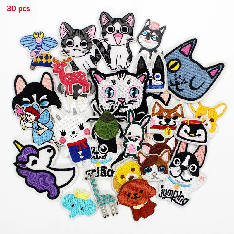 

30pcs/lot Small Size Cartoon Animals Patches Embroidery Applique iron on Stickers for Children Clothes Backpack