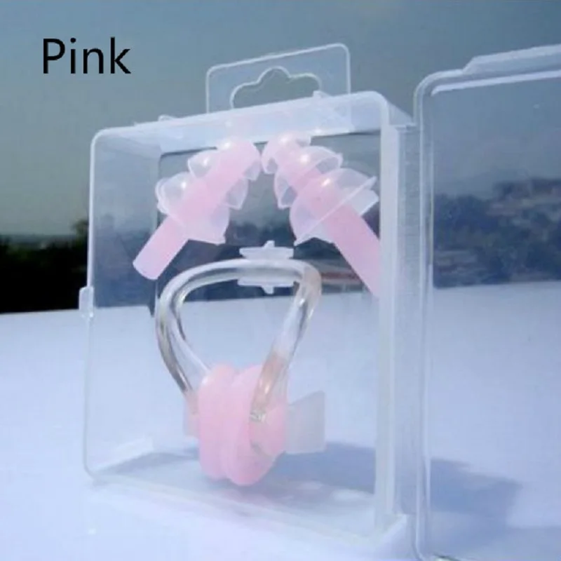 Ушной зажим для носа в штучной упаковке завод Комплект детский Adult Swim высокое качество профессиональных водонепроницаемый силиконовые беруши зажим для носа - Цвет: pink