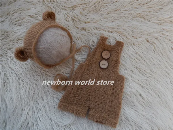 

newborn photography props mohair Bear hat and mohair pants