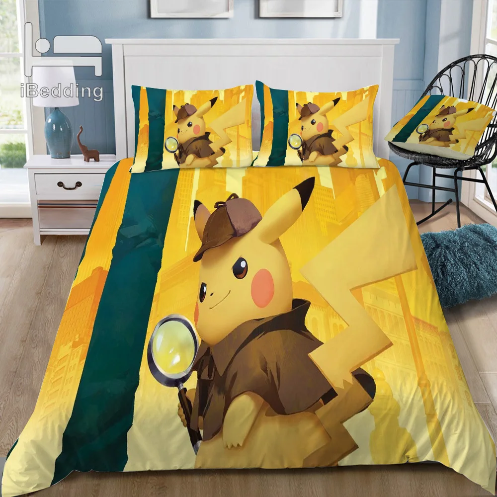 

Cute Smart Movie Pokemon Cartoon Pattern 3D Bedding Set Printed Duvet Cover Set Twin Full Queen King Size Dropshipping