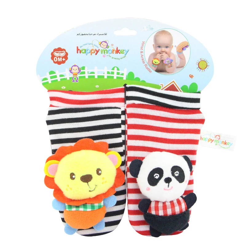 Счастливый обезьяна 2 шт./пара животного Детские носки детские погремушки Игрушечные лошадки кровать колокола для новорожденных brinquedos сделать - Цвет: Темно-серый