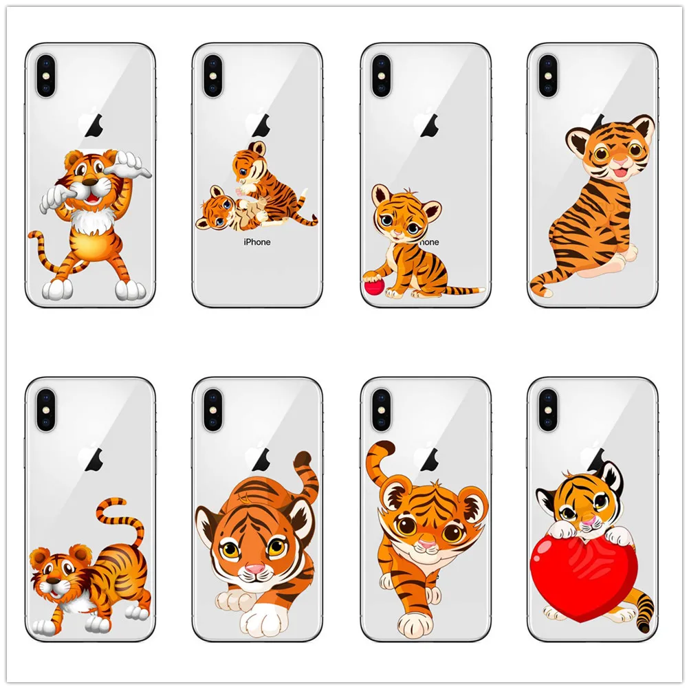 Cartoon cute The king of the forest tiger Soft TPU Phone Case For iPhone 5 5S SE 6 6S 7 8 Plus transparent silicone Cover | Отзывы и видеообзор -32967334544