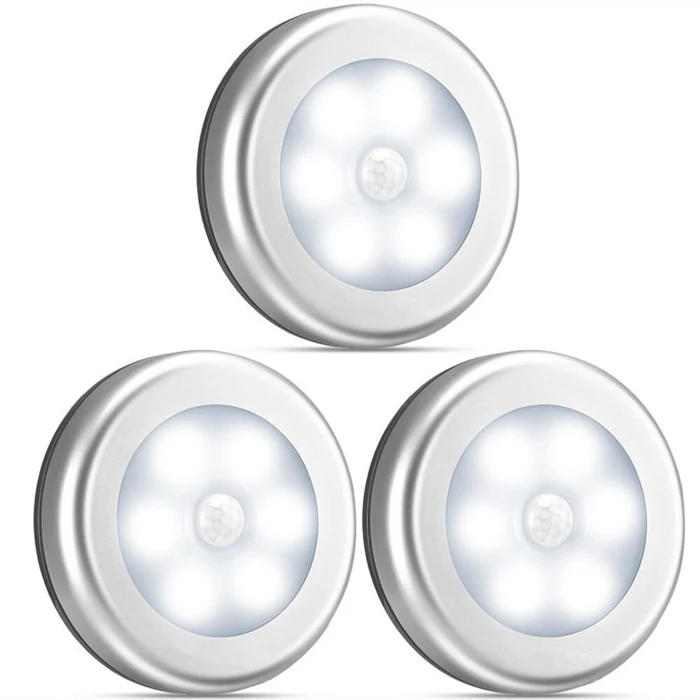 

1pcs 6 LED Infrared PIR Motion Sensor Light 3 LED Cabinet Light Touch Control led lamp Cabinet night light Cabinets Stairs Light