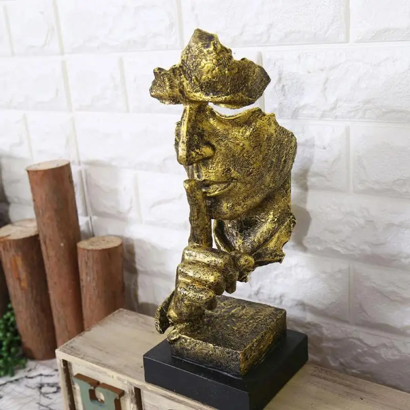 Kopen 1 st Moderne Abstracte Sculptuur Figurine Stilte Is Goud Kantoor Woondecoratie Art Resin Craft Bar Cafe Ornamenten #11020