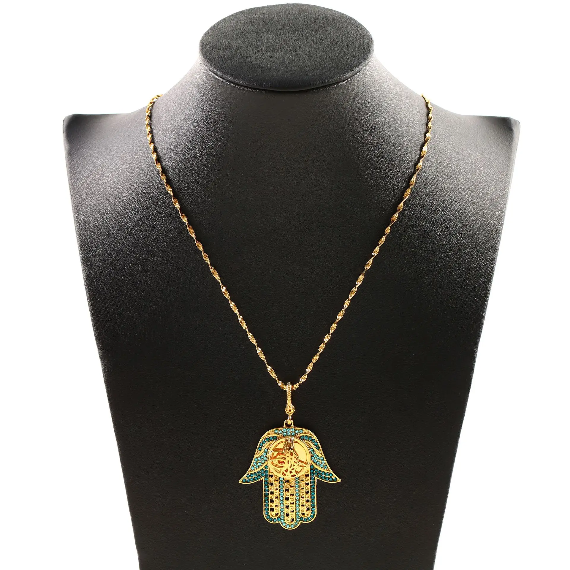 

Ethnic Pendant Necklaces In Gold Fatima Hand Pendant Jewelry for Women Mulism Lucky Jewelry Necklace