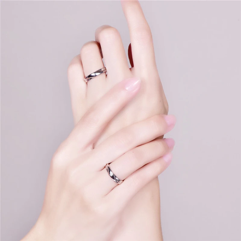 Personalized Stainless Steel Fashion Style Irregularity Couples Wedding Set Rings