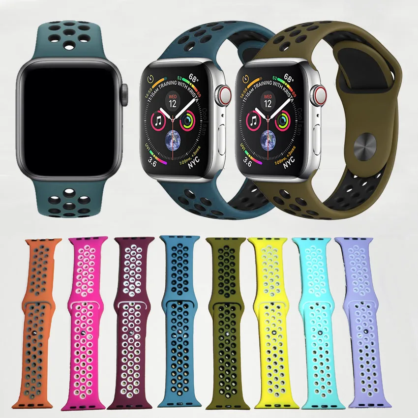 

Silicone strap for Apple Watch band 44mm 40mm bracelet Wristwatch belt Nike+ band for Apple iwatch 4/3/2/1 42mm 38mm Watchbandes