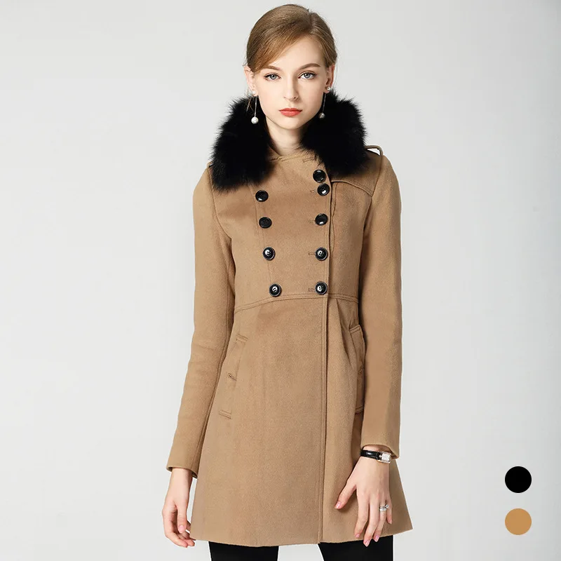 BURDULLY 2018 New Arrival Fur Collar Woolen Coat Wool Windbreaker Women Cashmere Coat Winter Jacket Female Fashion