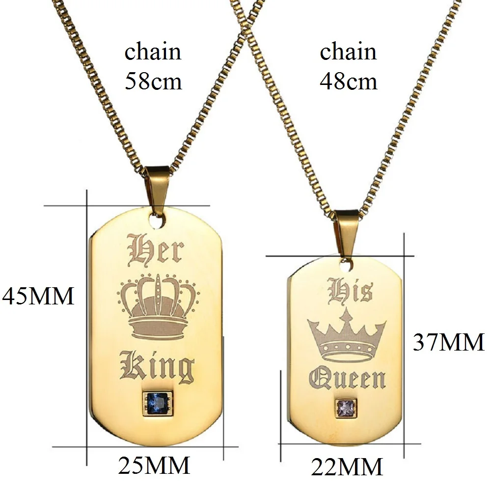 Ожерелье Uloveido Her King и His ожерелье с надписью Queen & подвески из титана золотого цвета