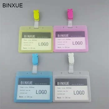 

BINXUE Employees card Cover card Transparent Double view ID Transparent Double hard view badge display brand transverse