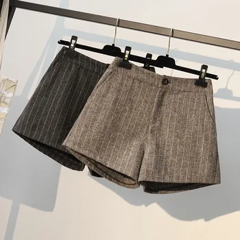 

Boyfriend Jeans Women Stripe Shorts Jeans 2018 Autumn Winter Fashion High Waist Elastic Wide Leg Pants Denim Short Plus Size