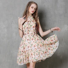 Vestidos Hepburn 2017 Boho New Summer Dress Cotton Linen Sleeveless Belted Flower Print Slim Beach Dresses Plus Size Vestidos