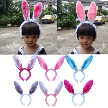 

Besegad 6PCS Fashion Cute Rabbit Ears Style Plush Headband Headpiece for Kids Girls Boys Easter Costume Theme Party Random Color