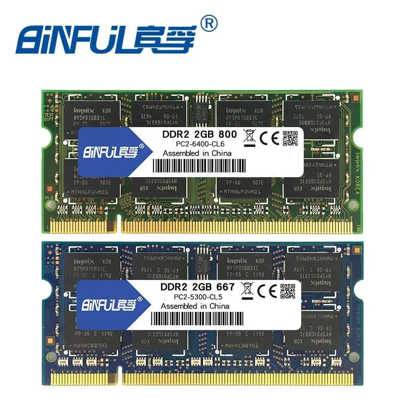  Binful 4GB(2x2GB) DDR2 2GB 800MHZ 667MHZ 200pin Laptop Memory ram 2x Dual-channel PC2-6400 PC2-5300