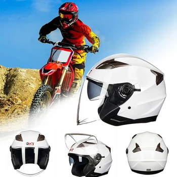 

Motorcycle Helmet Half Open Face Safety Double Lens Full Shield Visor Bike Motocross Riding Helmets