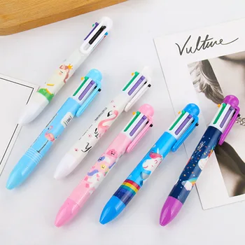 

48pcs/lot cute cartoon unicorn f 6 colors ballpoint pen students prize promotion gift office school prize girls favor