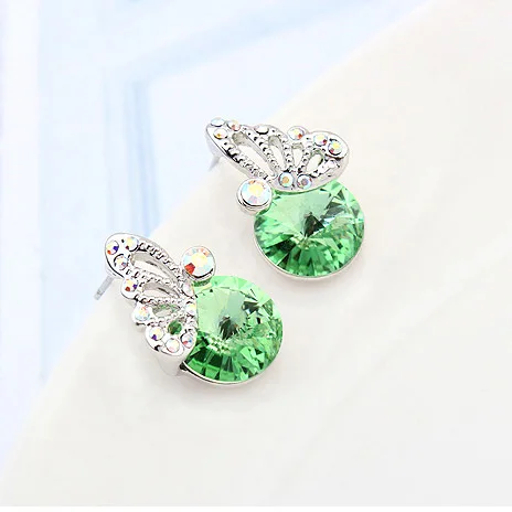 Женские круглые серьги гвоздики с кристаллами Сваровски 100%|earrings for women|round earringsround