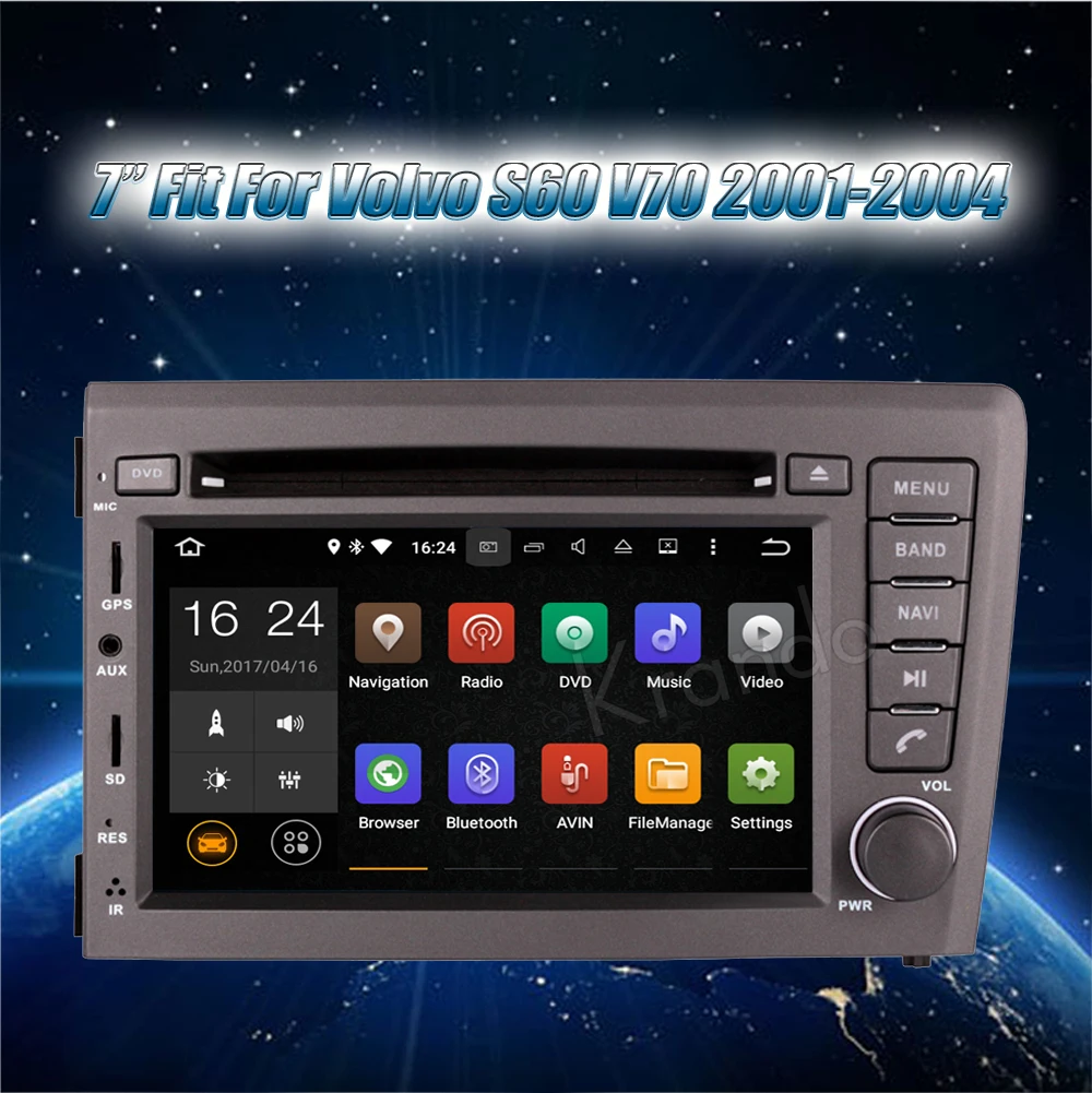 Top Krando Android 7.1 car radio dvd multimedia for volvo s60 v70 XC70 2001 2002 2003 2004 gps navigation system WIFI 3G BT dab+ 0