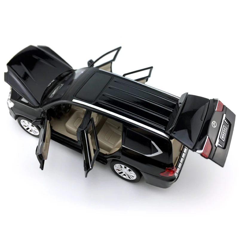 Литая модель автомобиля из 1:24 сплава для Lexus LX570, игрушечный автомобиль отличного качества для коллекции, вытяжной автомобиль со звуком и светильник