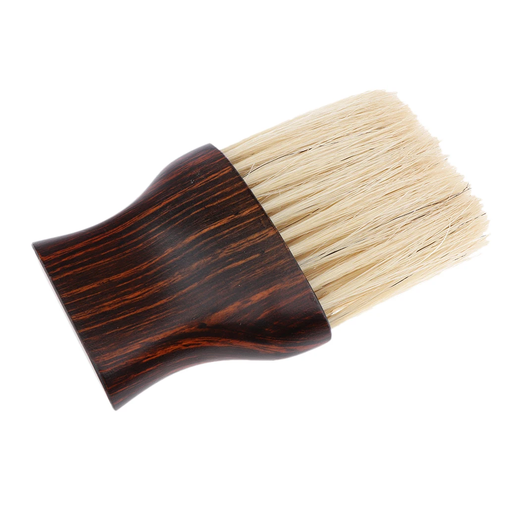 Hair Cutting Brush Neck Duster Cleaning Hairbrush Barbers Hairdressing Tool with Comfortable Fibre Hair,Wooden Handle