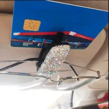 1 pçs clipe de carro strass diamante carro óculos de sol viseira fixador óculos de sol clipe de cartão recibo acessórios clipe # lr3