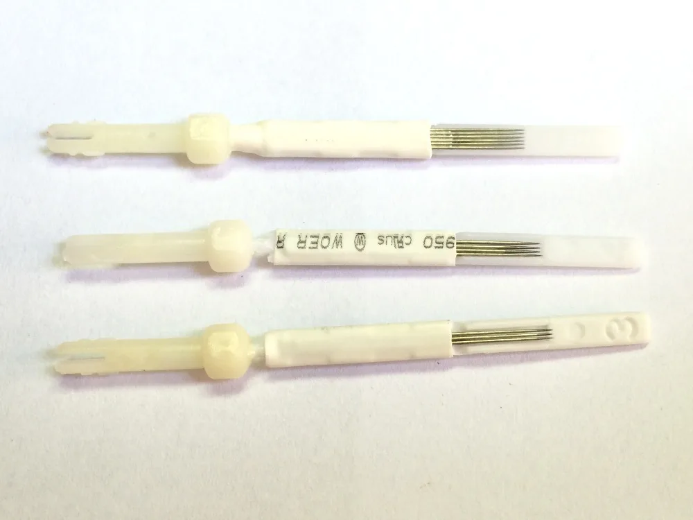 50Pcs 4 PRONG FLAT NEEDLES For Deluxe Mosaic Machine Permanent Makeup Pen Component Tattoo Accesories