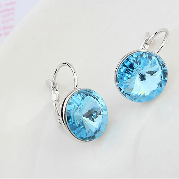 Женские серьги с кристаллами Сваровски родиевым покрытием|brincos fashion|swarovski brincopiercing