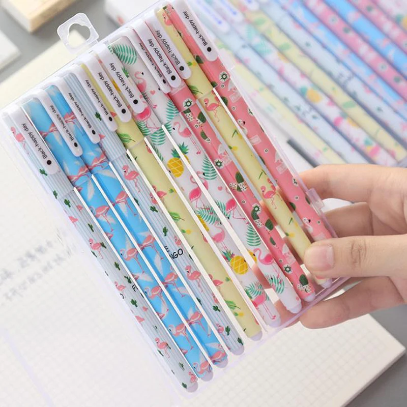 

1 Set 10 pcs Wonderful Flamingo Unicorn Animals Colored Gel Pen Ink Pen Promotional Gift Stationery School Office Supply