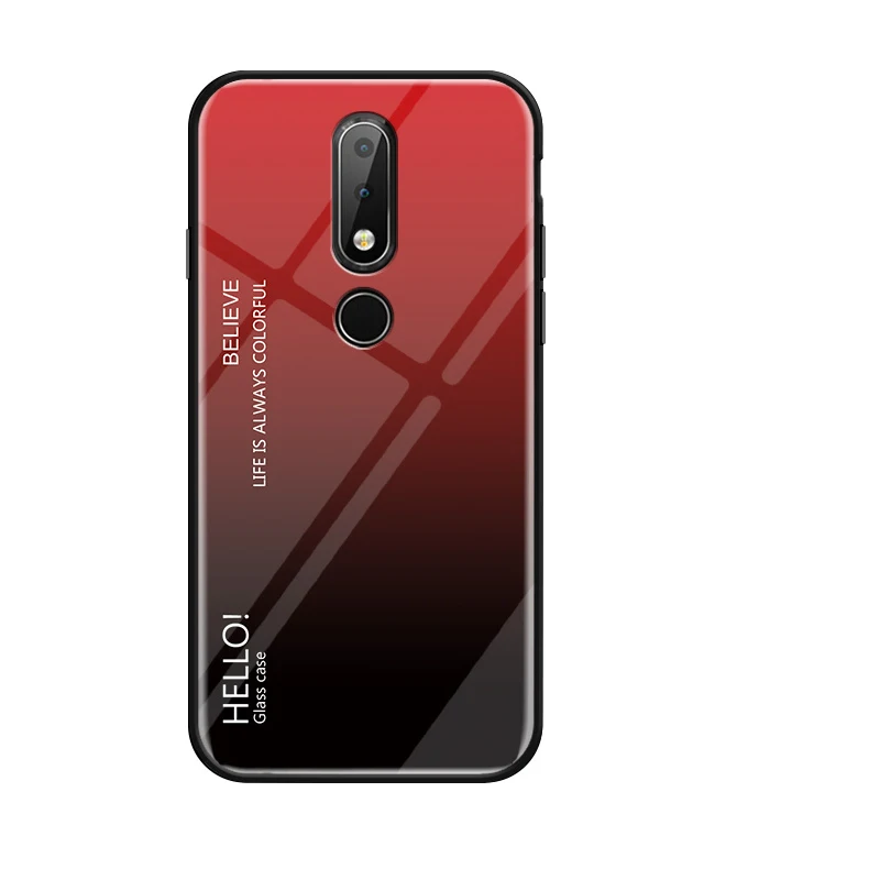 Чехол для телефона Nokia 7 7,1 6,1 3,1 Plus, роскошный градиентный цвет, закаленное стекло, твердая задняя крышка для Nokia 8 Sirocco Capa Coque - Цвет: Red