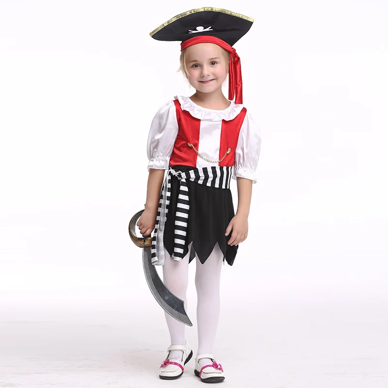 

EK169 Pirate Costume for Girls Halloween Outfit Dress Red Baby Girls Pirate Costume Cosplay New Year Christmas Costumes