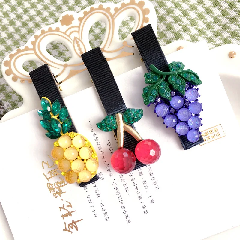 

Handmade Fruit Diamond Pearl Hair Accessories For Girls Shinny Hairpin Hair Bows Rim Hair Clips