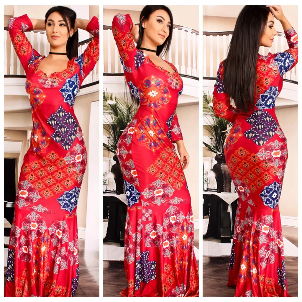 LARRONKETY Women Summer V Neck Vintage Boho Long Maxi Floral National Dress Party Beach Dress Floral Full Sleeve Sundress long-floral-maxi : image LARRONKETY Women Summer V Neck Vintage Boho Long Maxi Floral National Dress Party Beach Dress Floral Full Sleeve Sundress long-floral-maxi