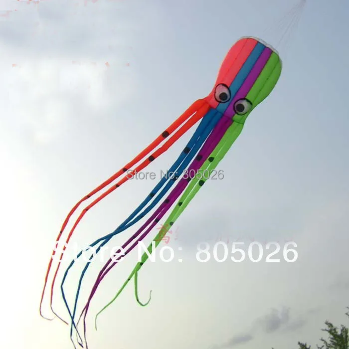 Высокое качество 8 М осьминог мода летающий воздушный змей уличные игрушки скидка летающие взрослые с ручкой линии любовь