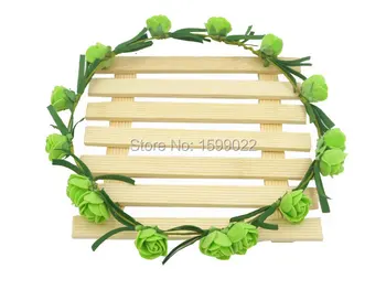 

4 Cute Handmade PE Foam Rose Flower Head Wreath Green Leaf Women Adult Hair Accessories Garden Party Decoration Beach Headwear