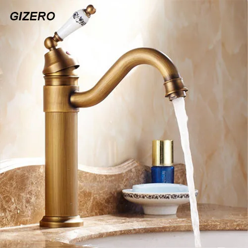 

Luxury Antique Retro Faucet 3 size Basin Mixer Swivel Spout with ceramic handle Deck Mounted Vessel Sink water taps ZR117