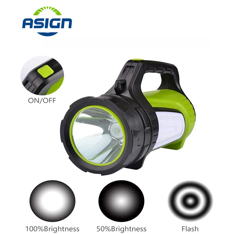 Portable LED Spotlight Searchlight USB Rechargeable High Power Flashlight Work Light Handheld Camping Light Outdoor Waterproof