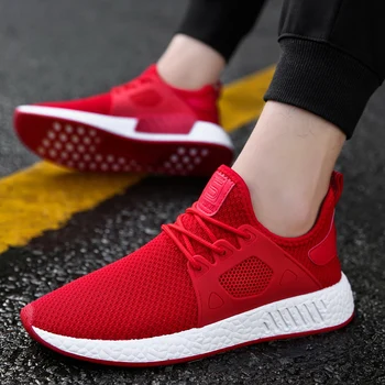 

Pop Sale Popular Casual Shoes For Men High Quality Fashion Comfortable Brand Breathable Male Shoes Gray Red Black Sneakers